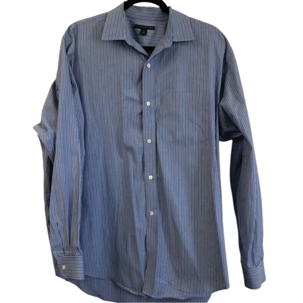 Men’s Blue Striped Button Down Banana Republic Collared Shirt XL
